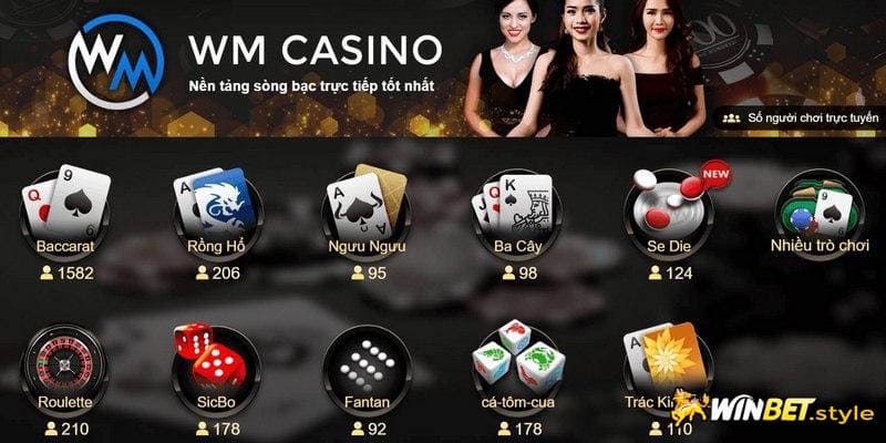 Các trò chơi nổi bật tại sảnh WM casino